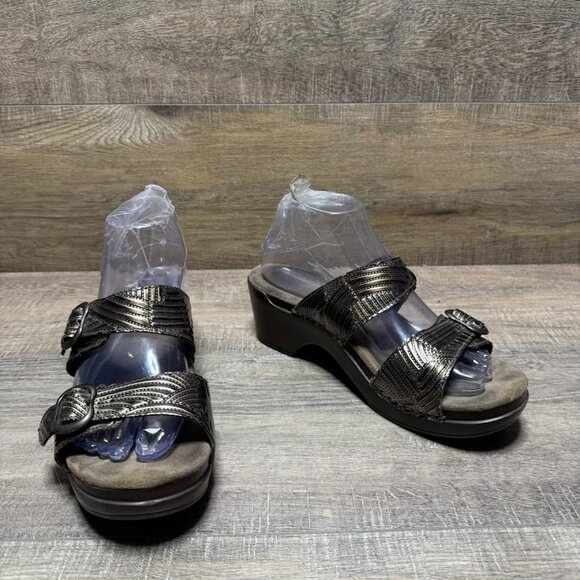 Dansko Sophie Double Strap Brown Metallic Leather Sandals Women's Size EU 39 - Picture 6 of 7